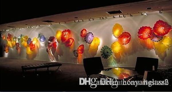 

multi color handmade blown glass wall plates ce ul certificate borosilicate glass hanging wall art decorative plates