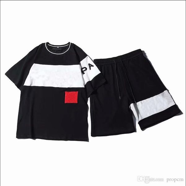 

mens designer fashion tracksuit letters embroidery luxury summer sportswear short sleeves pullover jogger pants suits o-neck sportsuit, Gray