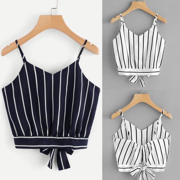 

женщина танки tops crop top crop бретели v шеи полосатая хлопок blended верхней части бака лето женщины сплошной моды жилет топы 18jun19, White