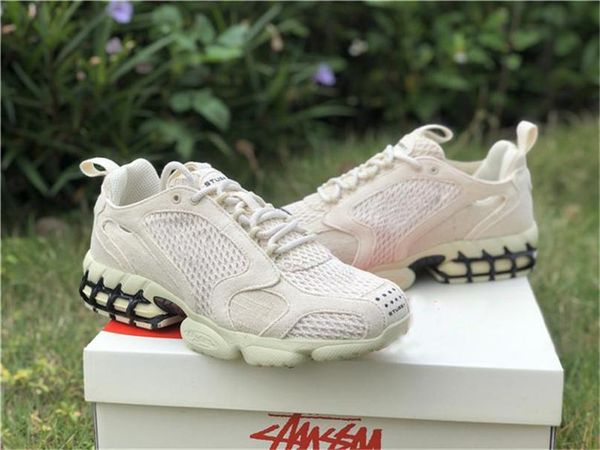 

authentic 2020 stussy air zoom spiridon caged 2 fossil black cq5486-200 running shoes men womens black pure platinum sneakers size 5-13