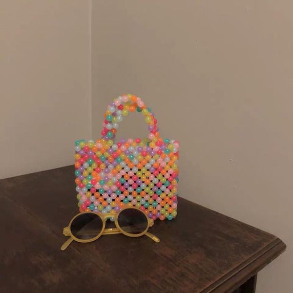 

жемчужный ручной цветное из бисера сумка шитье площади tote летние каникулы портативный пляжная сумка сумка бесплатная доставка