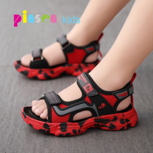 

2020 summer big kids lightweight sandals boys girls slides children summer beach sandals for little kids shoes, Black;red