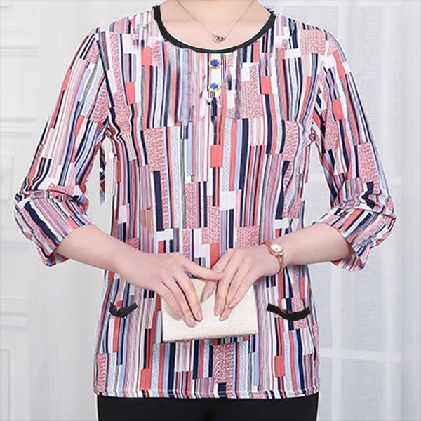 

clothing 2020 summer dress round neck sleeve middle aged short-sleeved t-shirt clothes women's  women's clothing, White