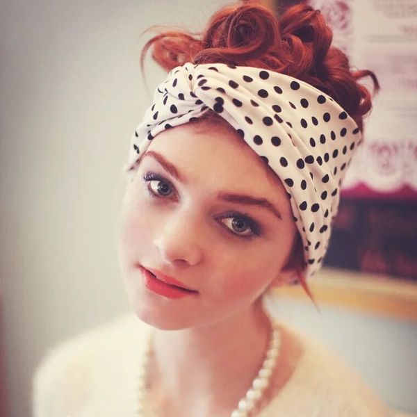 

new european and american fashion ladies polka dot milk silk cross knotted hair band women's tiara hair accessories