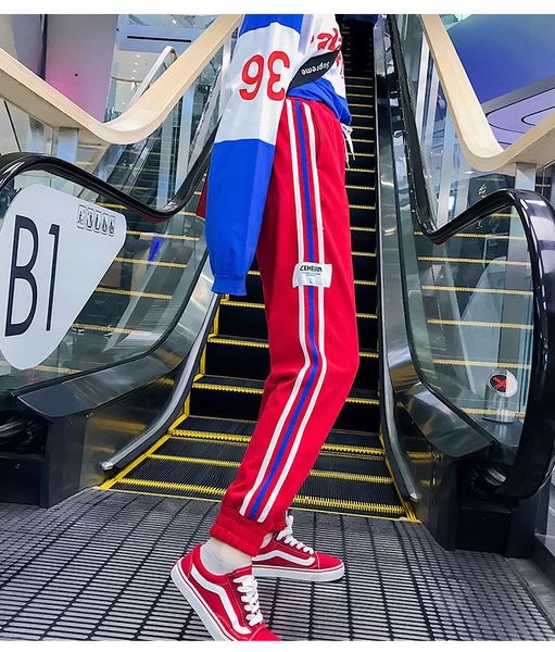 

2020 fashion womens luxury jogger pants new branded drawstring sports pants high fashion 3 colors side stripe designer joggers, Black