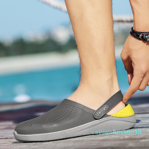 

big size 40-45 men summer shoes non slip sandals 2019 mens slippers lighted flats casual snaekers sandals 2019 new l30, Black