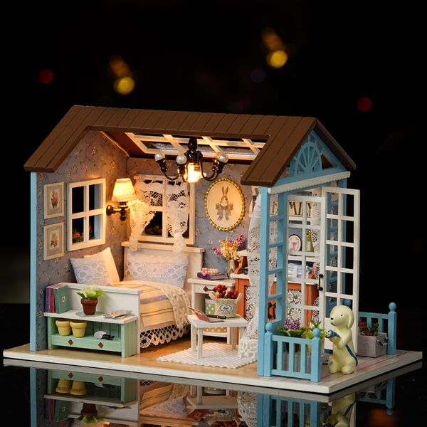 

doll house diy miniature dollhouse model wooden toy furnitures casa de boneca dolls houses toys for childred birthday gifts z007