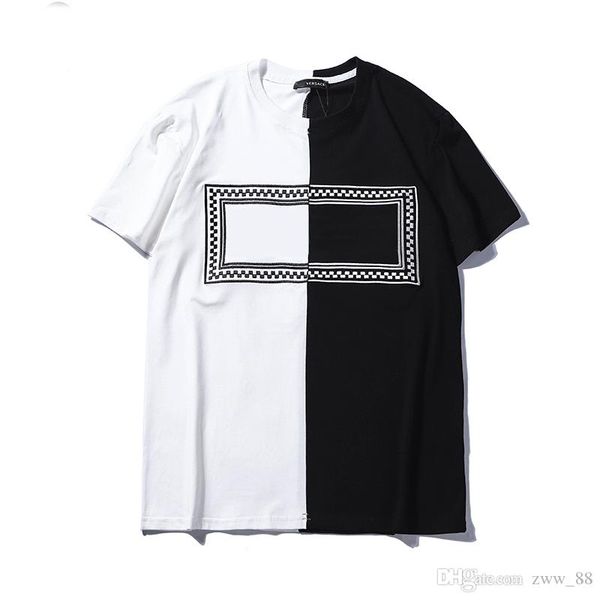 

19ss black white double color hip hop nasty joining together tee skateboard cool rapper t-shirt men women cotton casual tshirt, White;black