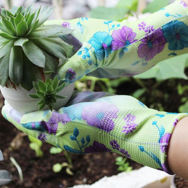 

сад housework трудясь pu покрытия сливовых перчатки печатного стиль мягкая водонепроницаемая защита перчатка