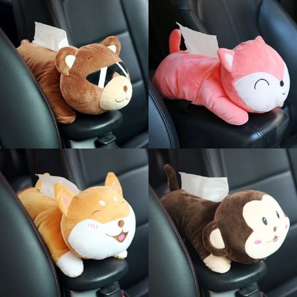 

creative cartoon cute tissue box armrest box car sun visor seat back hanging tissue car napkin holder auto accessories