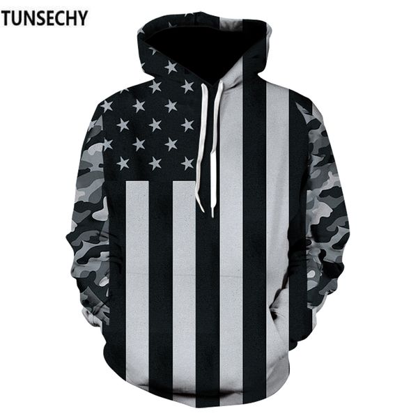 

tunsechy brand usa flag hoodies men/women 3d sweatshirts print striped stars america flag hooded hoodies tracksuits pullover, Black