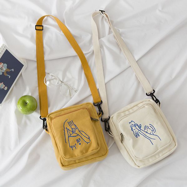 

kawaii embroidered canvas bag bag japanese small messenger casual small messenger shoulder