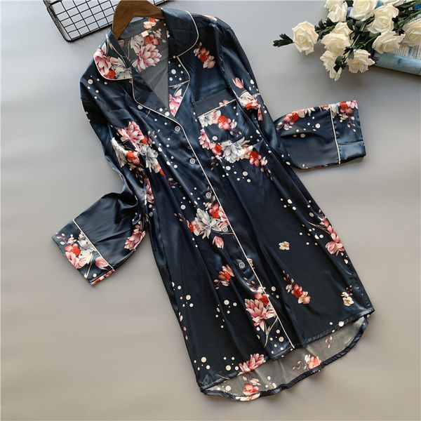 

silky satin lady sleepshirts oversize women nightdress night gown full sleeve sleepwear home wear spring summer nightgown, Black;red