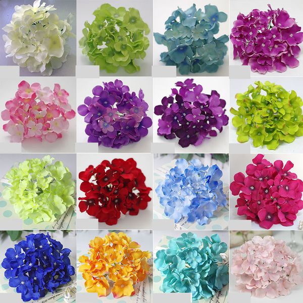 

100pcs 21colors! 15см / 6'artificial гортензия цветок heads для diy свадебная арка стена букет дома декоративный цветок