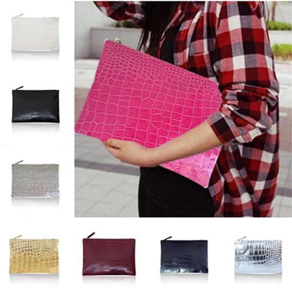 

luxury women clutch bags crocodile alligator pattern pu handbag envelope bag outdoor travel shoulder bag handbags female clutches purse hot, Black