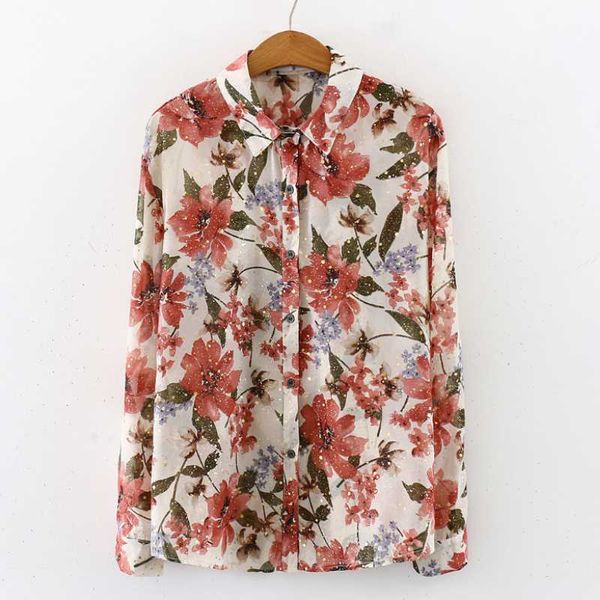 

fashion woman blouses 2020 print chiffon blouse shirt women turn down collar office blouse long sleeve women c678, White