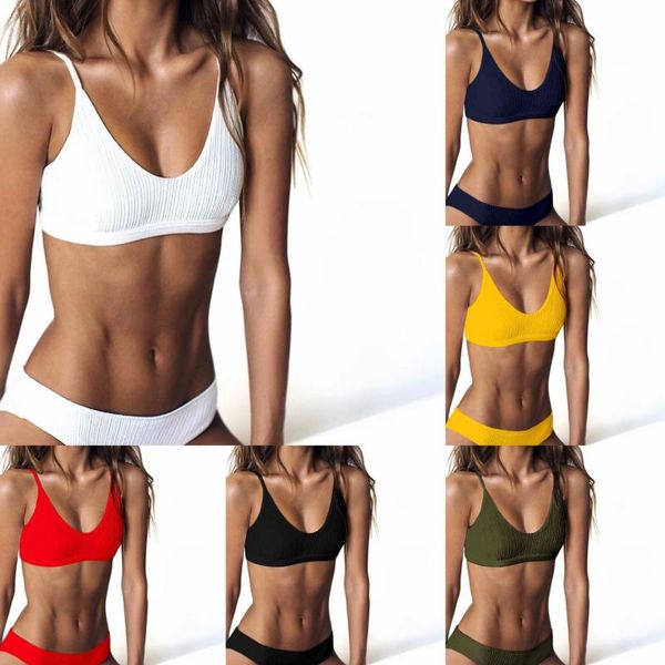 

dropshipping new 2020 selling high waist micro bikini plus size women women's swimsuit solid color split type bikini