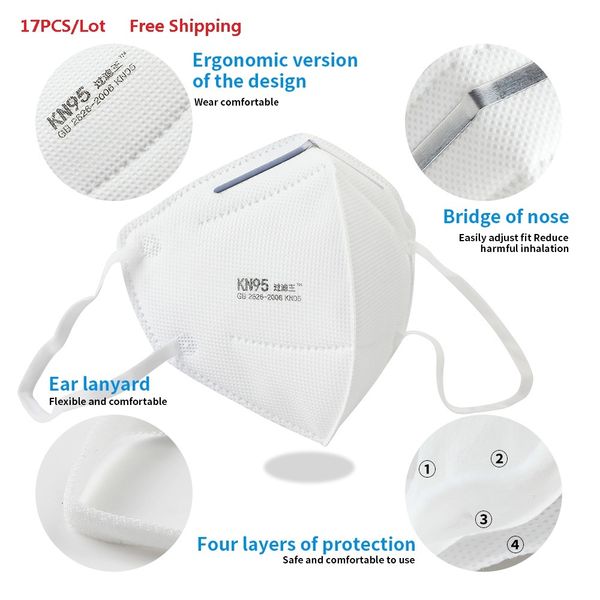 

17шт маска для лица kn95 ffp3 пыль pm2. 5 фильтр маска одноразовая mascherie респиратор ffp2 маска для рта маска mondkapjes