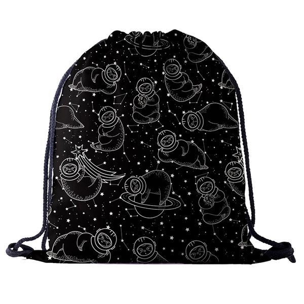 

black backpack drawstring bags drawstring fashion 3d printing travel softback men bags women's shoulder bag knapsack new