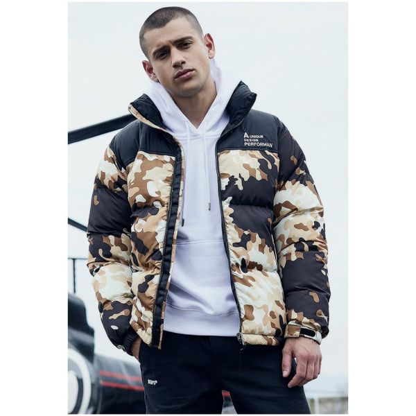 

mens down parkas new arrival spliced camouflage coat mens yonth casual activel outdoor jackets down coat, Black
