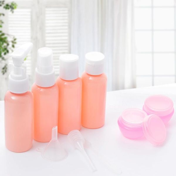 

9pcs 50ml mini refillable travel bottles cosmetic face cream pot pressing spray bottle makeup tools kit