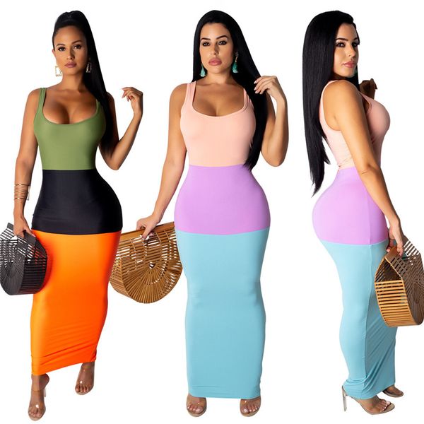 

высокой талией лето бинты длинное платье женщины scoop шеи без рукавов клубное платье повседневная спинки slim fit пакет хип vestidos nzk-18, White;black