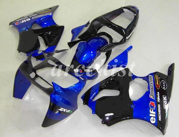 

новый abs мотоцикл обтекатели комплекты подходят для kawasaki ninja zx-6r zx6r 2000 2001 2002 00 01 02 кузов набор пользовательских синий че