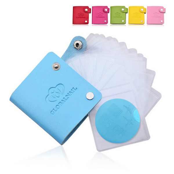 

new 24slots round leather nail art plate template case/bag/folder nail stamp stamping storage for dia 5.5cm disc, White