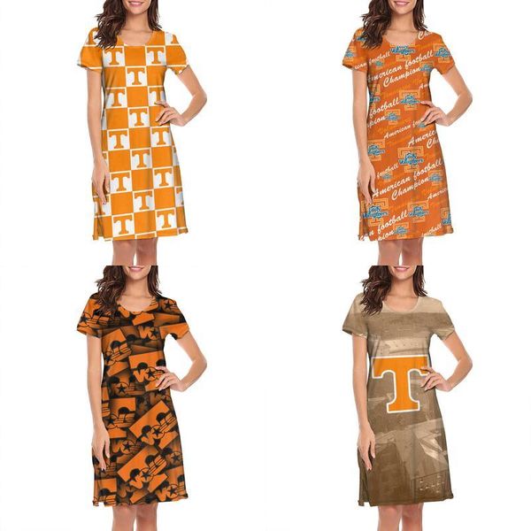 

женский дизайн печать теннесси волонтеры футбол оранжевый белый плюс размер рубашка платье сумасшедшие друзья лозунг loungewear создатель ба, Black;gray