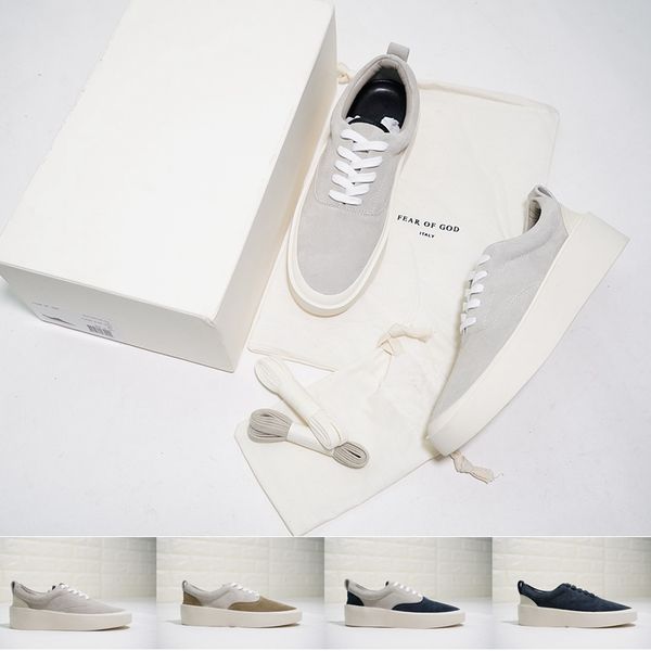 

с коробкой] fear of god 101 кроссовок дизайнера мужской повседневной обувью сезоном 5 suede skate fog обуви италии люкс скольжения на прост, Black