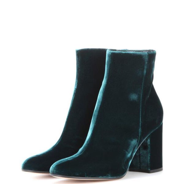 

2020 winter pleated fashion ankle boots side zipper boots women high heel black botas mujer comfortable 35-45 size