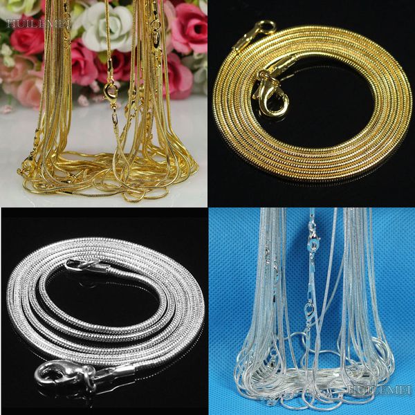 

wholesale lots 10pcs/lot silver / gold color 1.2mm snake chain necklaces for women jewelry necklace chains 16" 18" 20" 24&quo