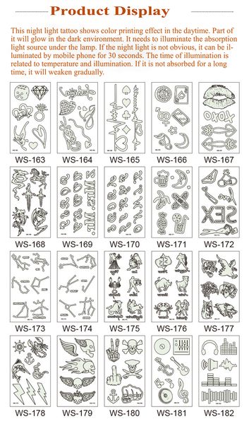 Acheter Fête Danniversaire Musique De Tatouage Lumineuse Lettre Animal Non Toxique Et Sans Danger Qui Brille Dans Le Noir étanche Autocollants
