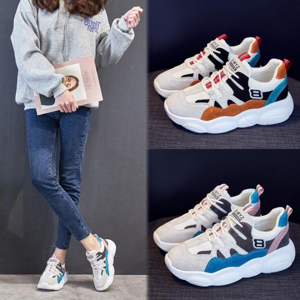 

new women casual sneaker pink blue light grey mesh all-match fashion womens outdoor cloth shoes sneakers size 36-39, Black