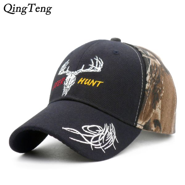 

black embroidered male deer brand caps cool camo hunting baseball cap men jungle camouflage snapback caps, Blue;gray