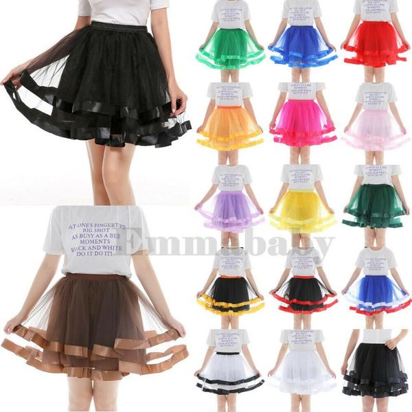 

cute women elastic high waist lace mesh skirts double layer fancy tutu ball gown short mini skirts, Black