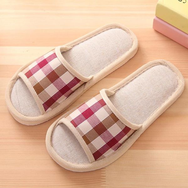 

natural flax lover home slippers women men fashion casual couples gingham home slippers indoor floor flat shoes dropshipping #30, Black