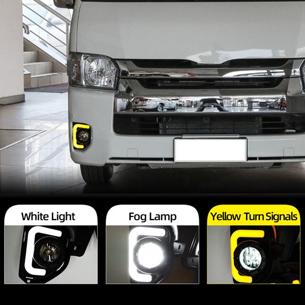 2pcs para Toyota Hiace 2014 2015 2016 2017 2018 Relé de sinal de torneamento amarelo Relé impermeável à prova d'água de carro LED LED LED DRL DIA DIA DIA
