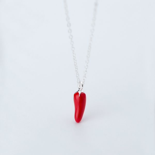 

mloveacc new arrival 100% 925 sterling silver red chili pepper pendant necklace women charm necklace jewelry