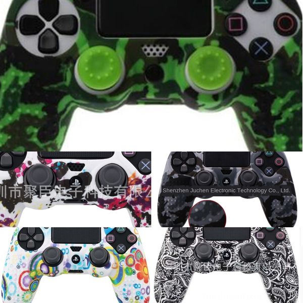 

knffx cap case camouflage soft silicone game + 2 joystick cover for ps4 controller