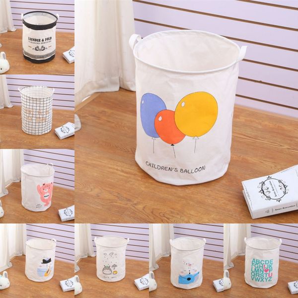 

foldable laundry basket fabric dirty clothes hamper cartoon home storage box round debris storage bucket back to school necessity