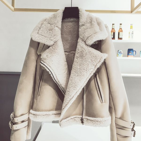 

kmetram lamb fur korean jacket autumn winter jacket women clothes 2019 faux fur coat female suede parka chaqueta mujer my3479, Black