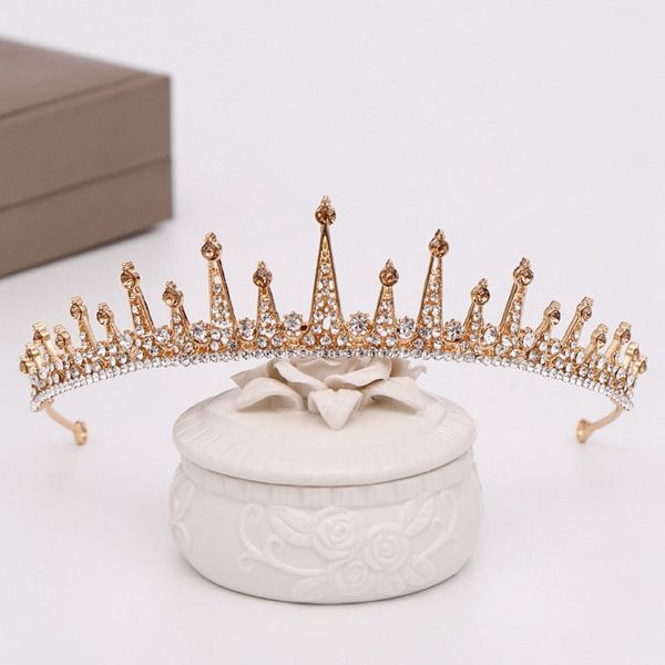 

crystal crown hair hoop show headwear princess's birthday crown headwear in europe and america wedding hair jewelry ornaments, Golden;white