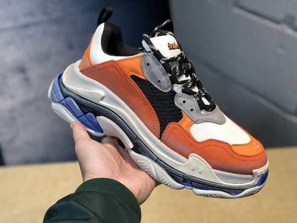

new orange luxury triple s designer dad make old sneaker trendy footwear boots mens women navy blue shoes sports casual shoe