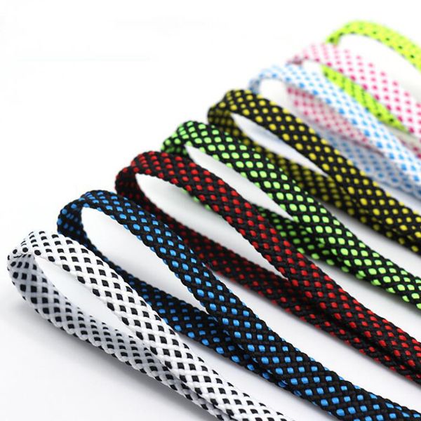 

120cm two-color flat shoelace fashion polyester sneaker shoe lace colors checkered double layer hollow flat shoelaces, White;pink