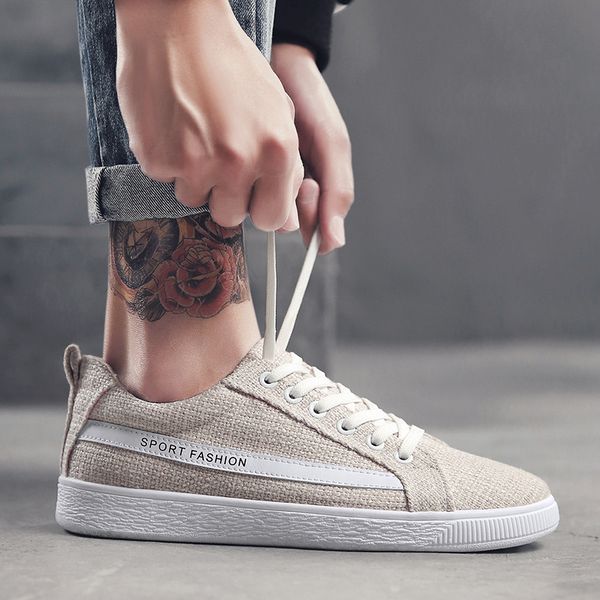 

2018 new style autumn men shoes casual sports trendy shoes flax cloth korean-style stylish sneaker versatile canvas, Black