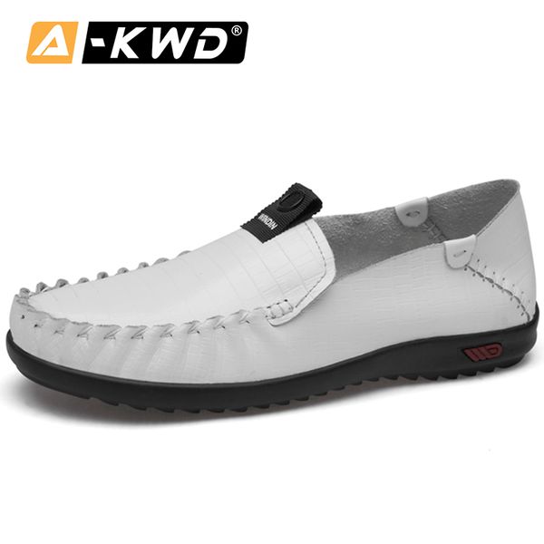 

2020 men genuine leather casual shoes loafers men breathable soft fashion men's flats driving shoes mocassin homme big size 48, Black