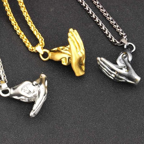 

personalized fashion china gesture pendants necklaces women men hip hop jewelry punk style metal alloy long chain necklace gifts, Silver