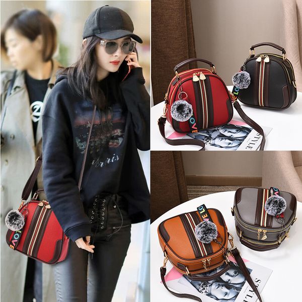 

pu leather handbag for women girl fashion tassel messenger bags with ball bolsa female shoulder bags ladies party crossby bag