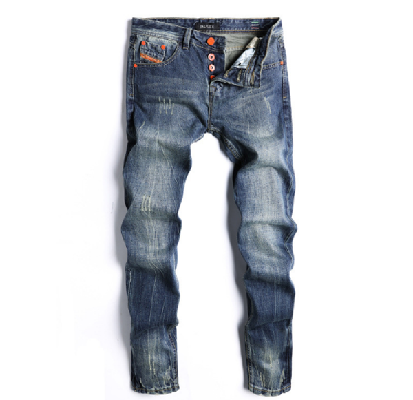 

2020 new fashion europe and america trend break men's jeans nostalgic blue straight tube cotton trousers